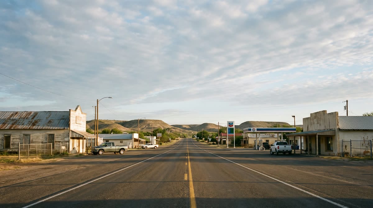 US-90 highway running through Sabinal, Texas