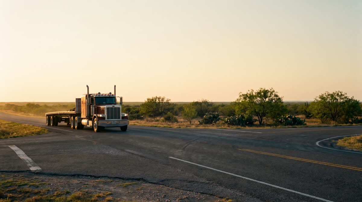 The junction of US-57 and US-83 near La Pryor, Texas in open ranch country
