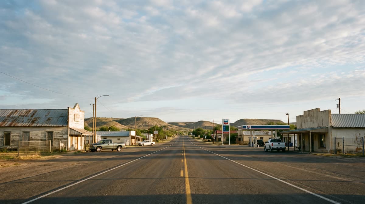 US-90 highway running through Sabinal, Texas